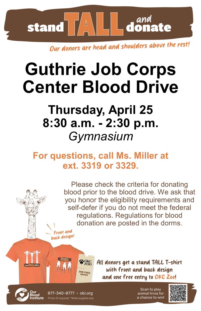 Blood Drive at Guthrie Job Corps